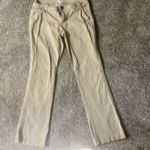 Khaki Straight-Leg Pants